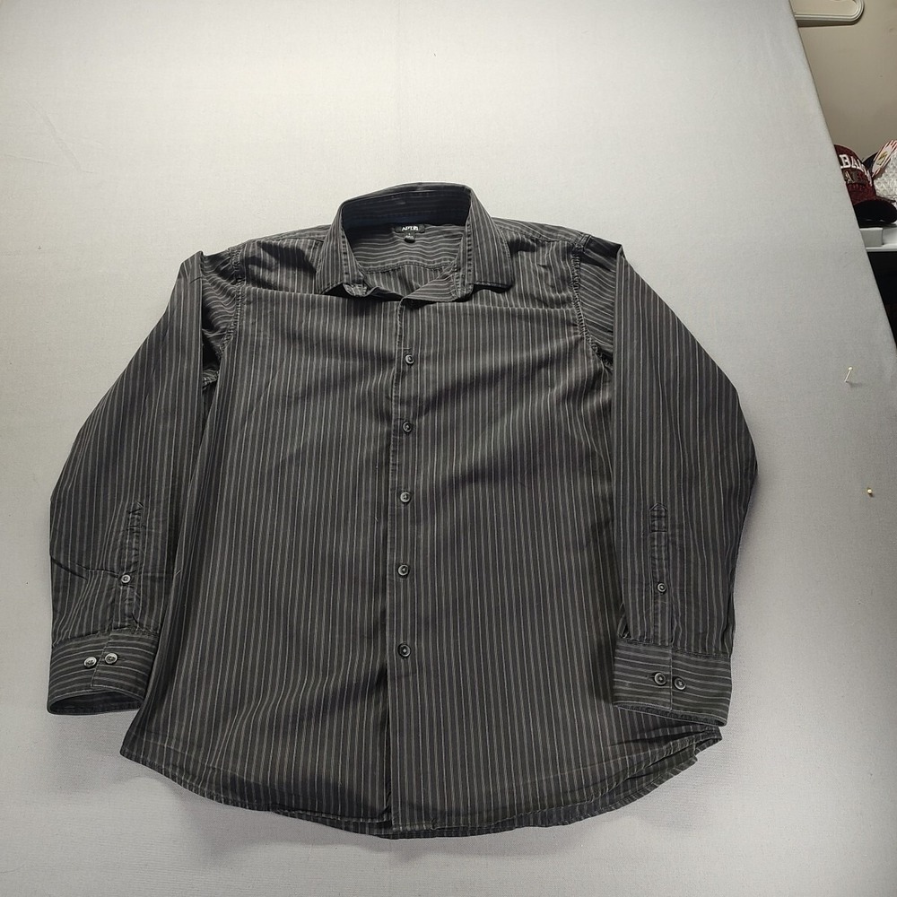 APT.9‎ Mens Size L Black Striped Cotton Dress Shirt Long Sleeve